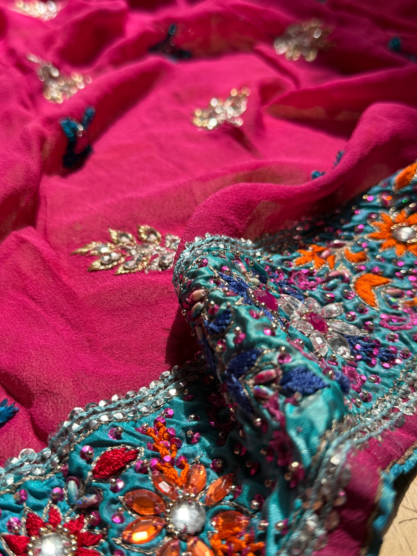 PURE SILK full sari. Heavily beaded. SOLD OUT