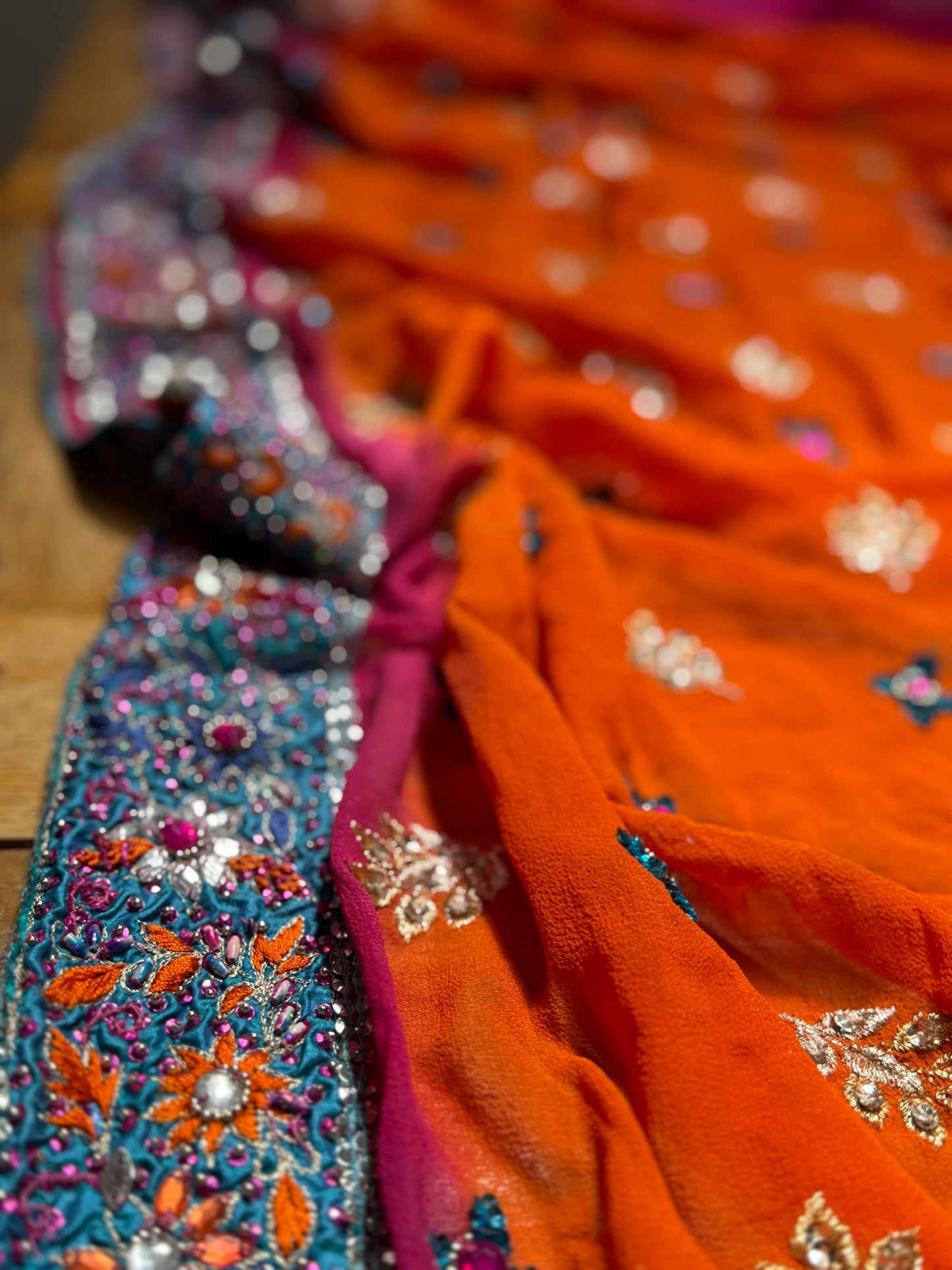 PURE SILK full sari. Heavily beaded. SOLD OUT