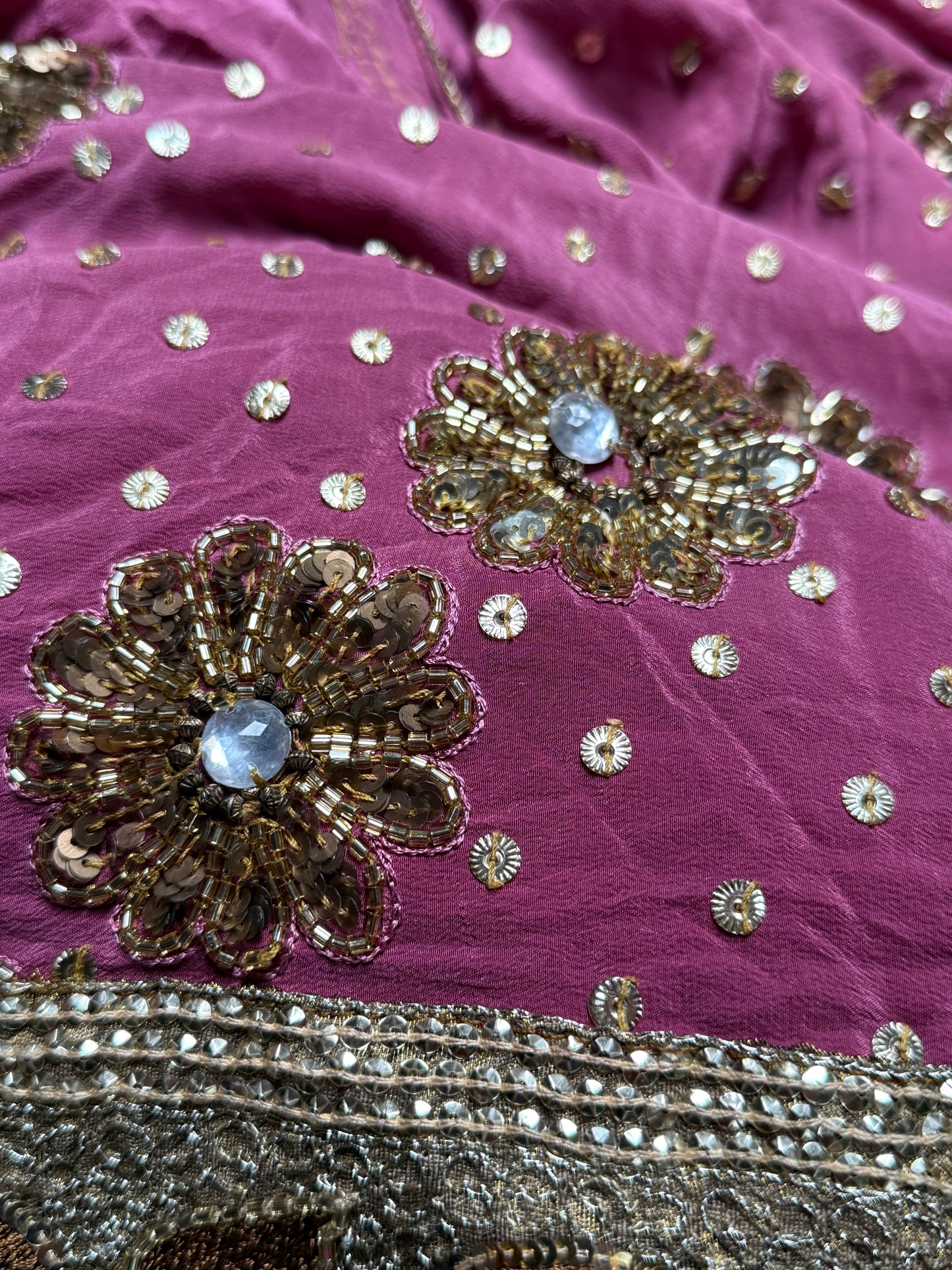 PURE SILK full sari. Unique. Heavily beaded. Vintage saree. SOLD OUT