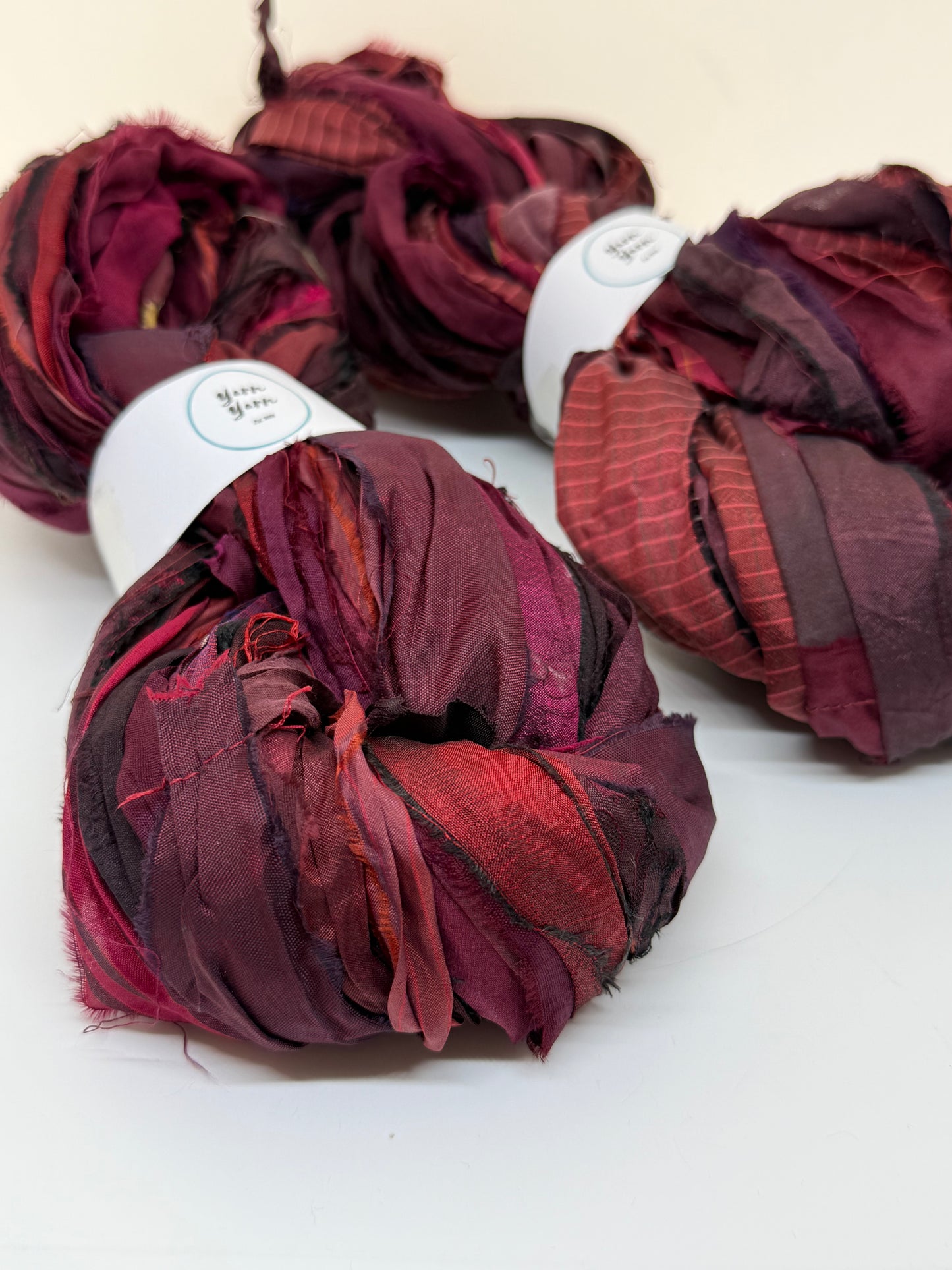 Sari Silk Ribbon Yarn – Ox Blood Hues