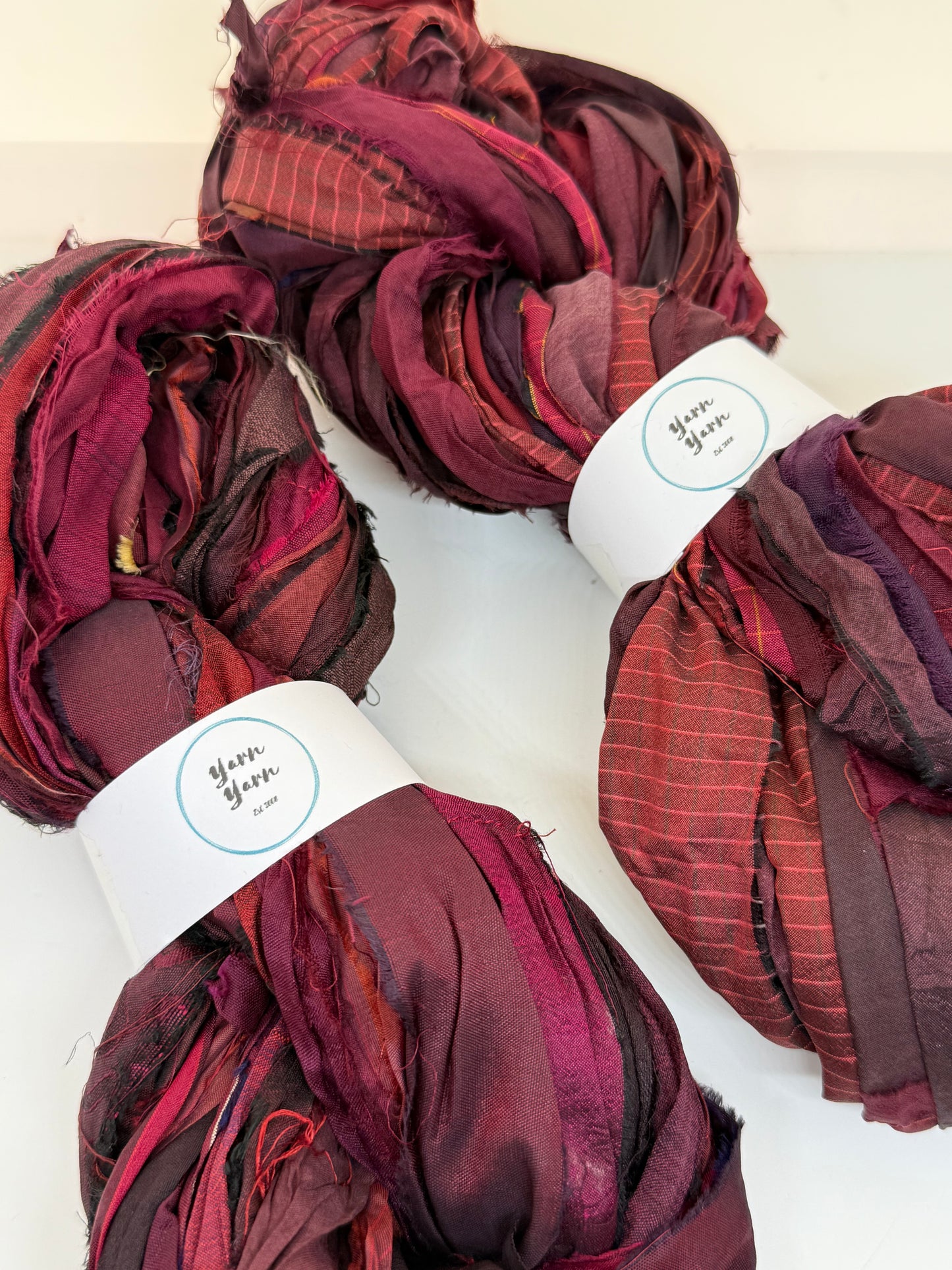 Sari Silk Ribbon Yarn – Ox Blood Hues