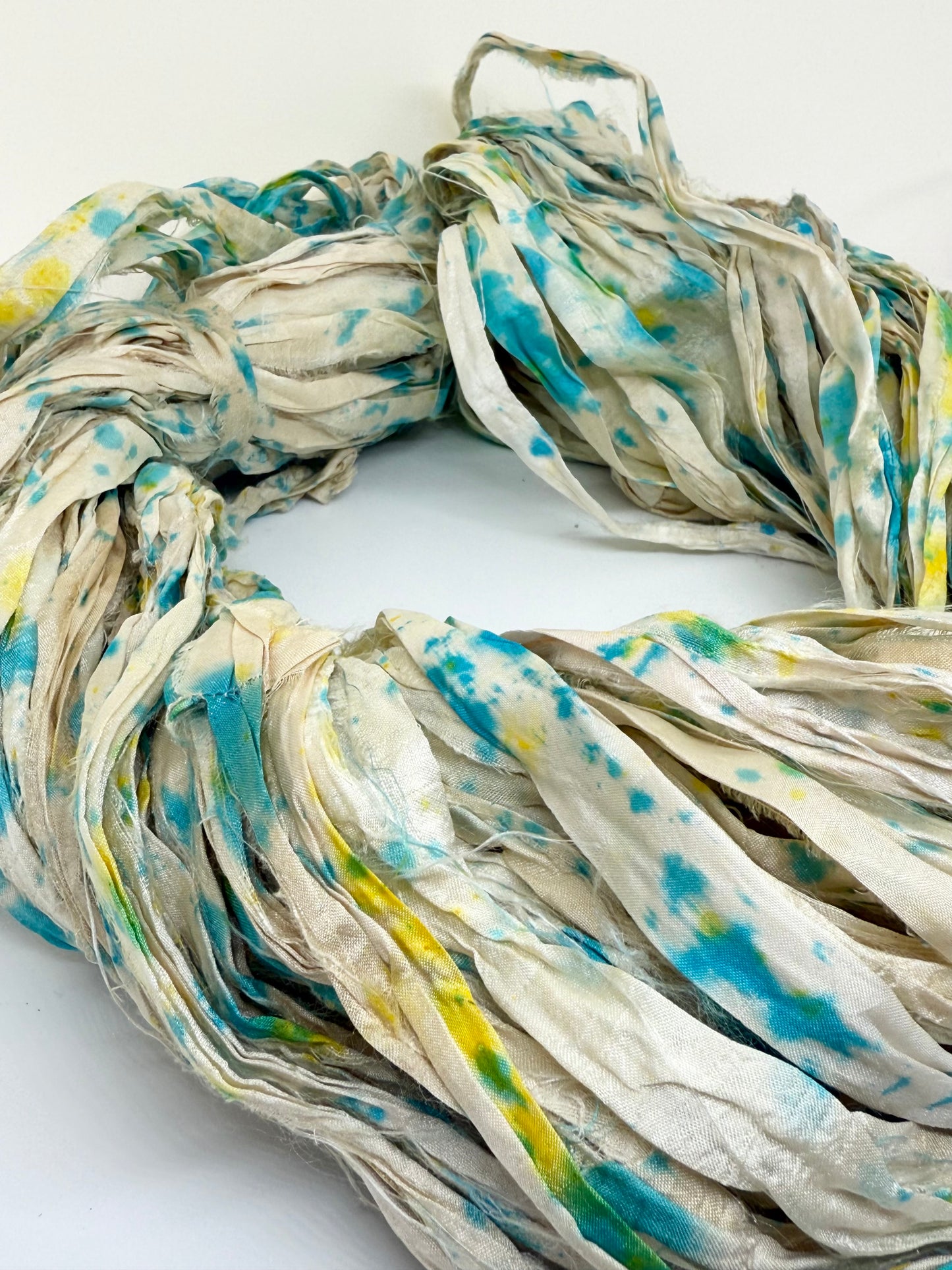 Sari Silk Ribbon – Spray Dyed, Ethical Weaving & Crafting Yarn SOLD OUT