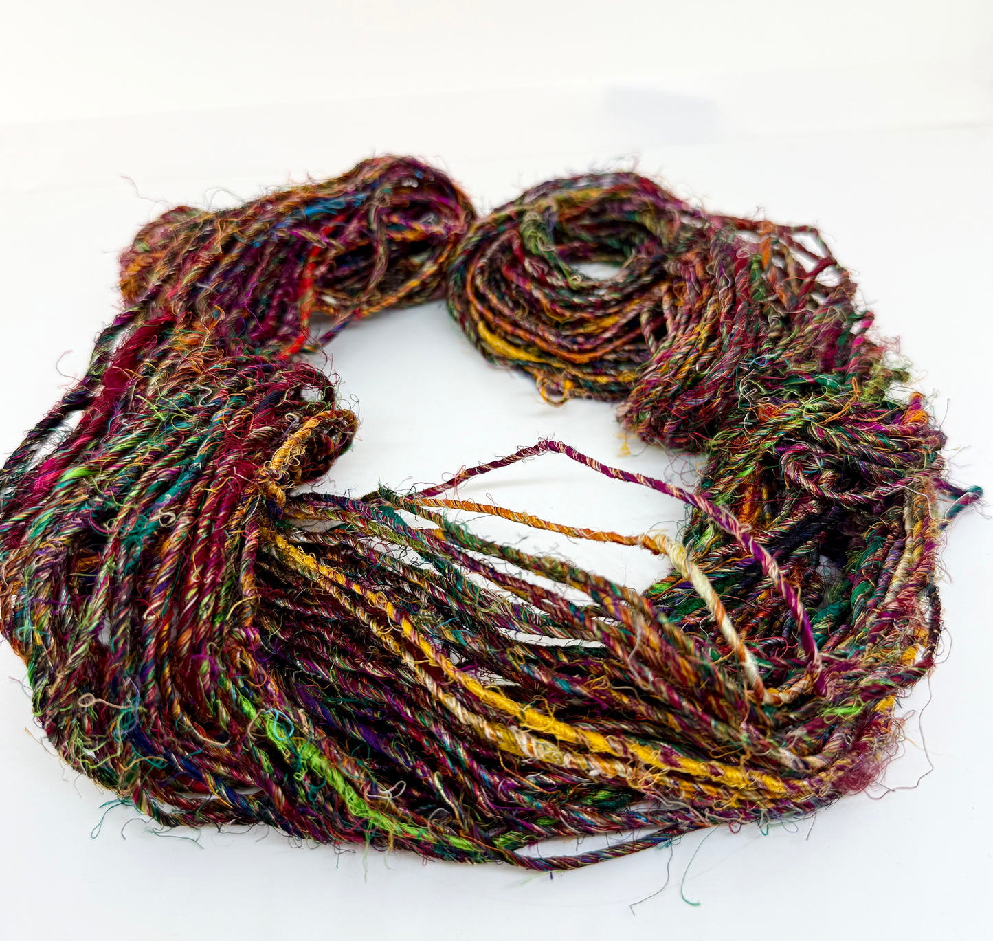 Banana yarn, mixed colours, vegan friendly yarn.