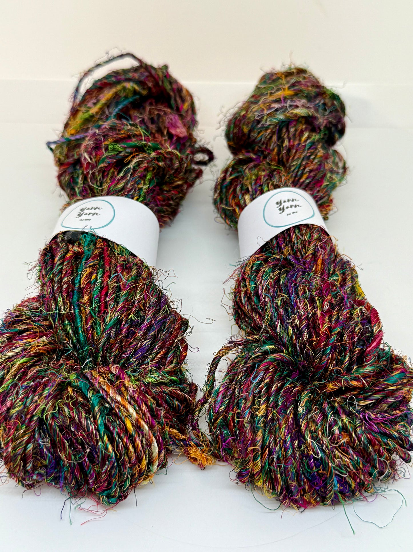 Banana yarn, mixed colours, vegan friendly yarn.