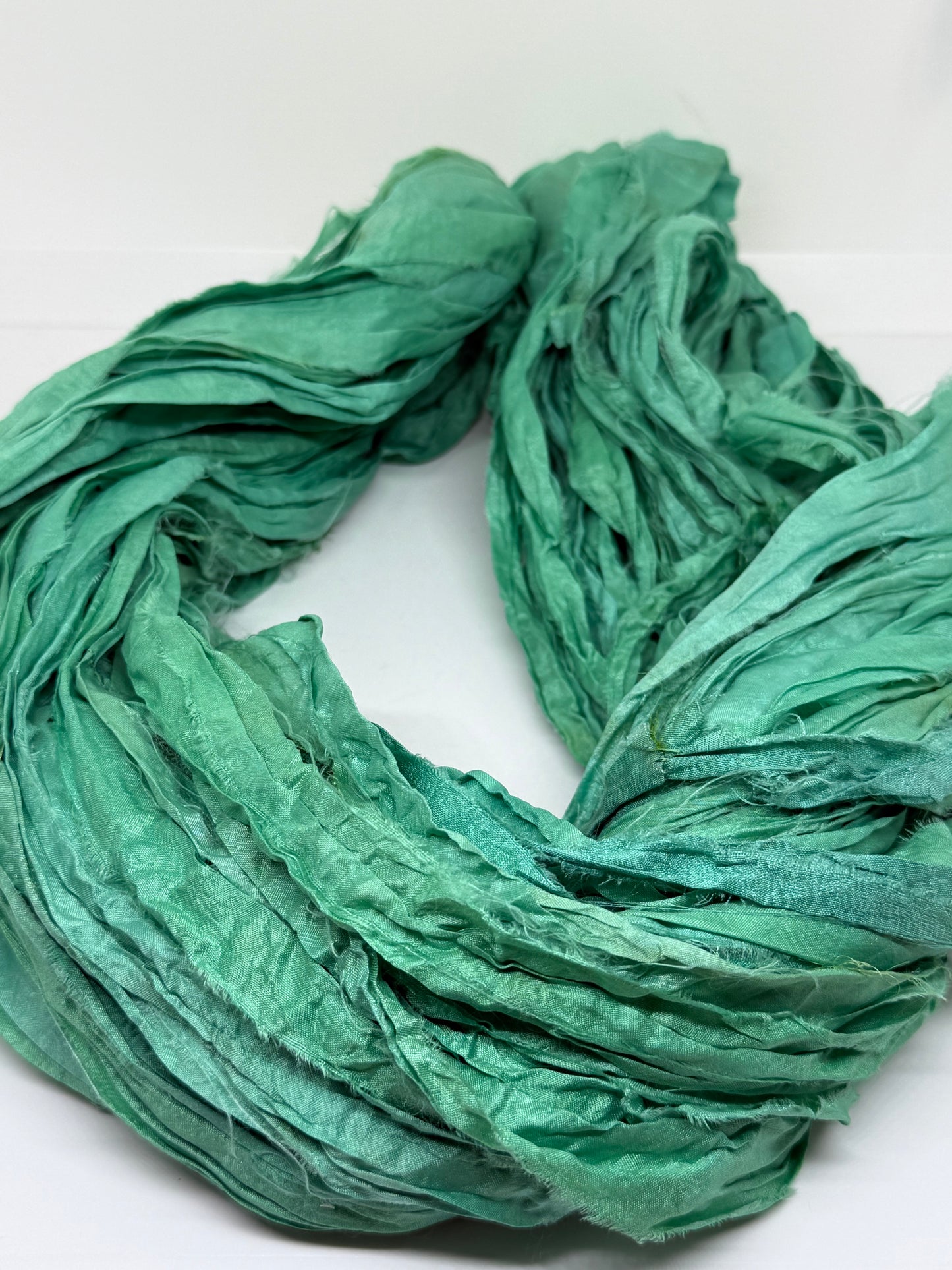 Sari Silk Ribbon Yarn | Lagoon | Fibre Art and Weaving