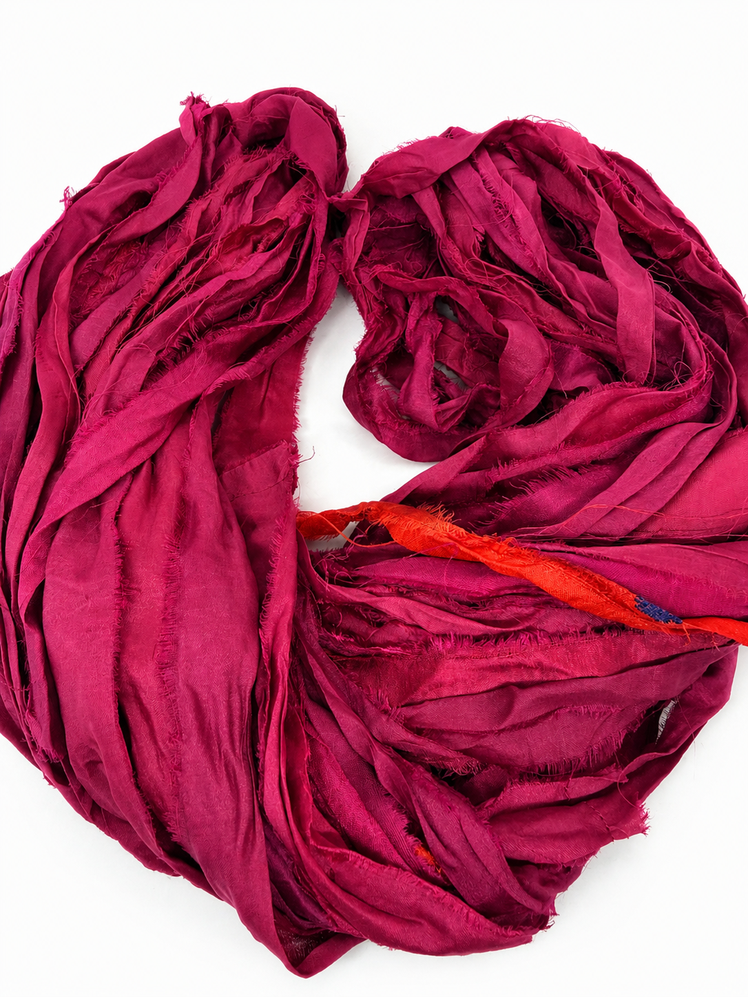 Red Sari Silk Ribbon Yarn | Berry Red | knit arts and weaving.