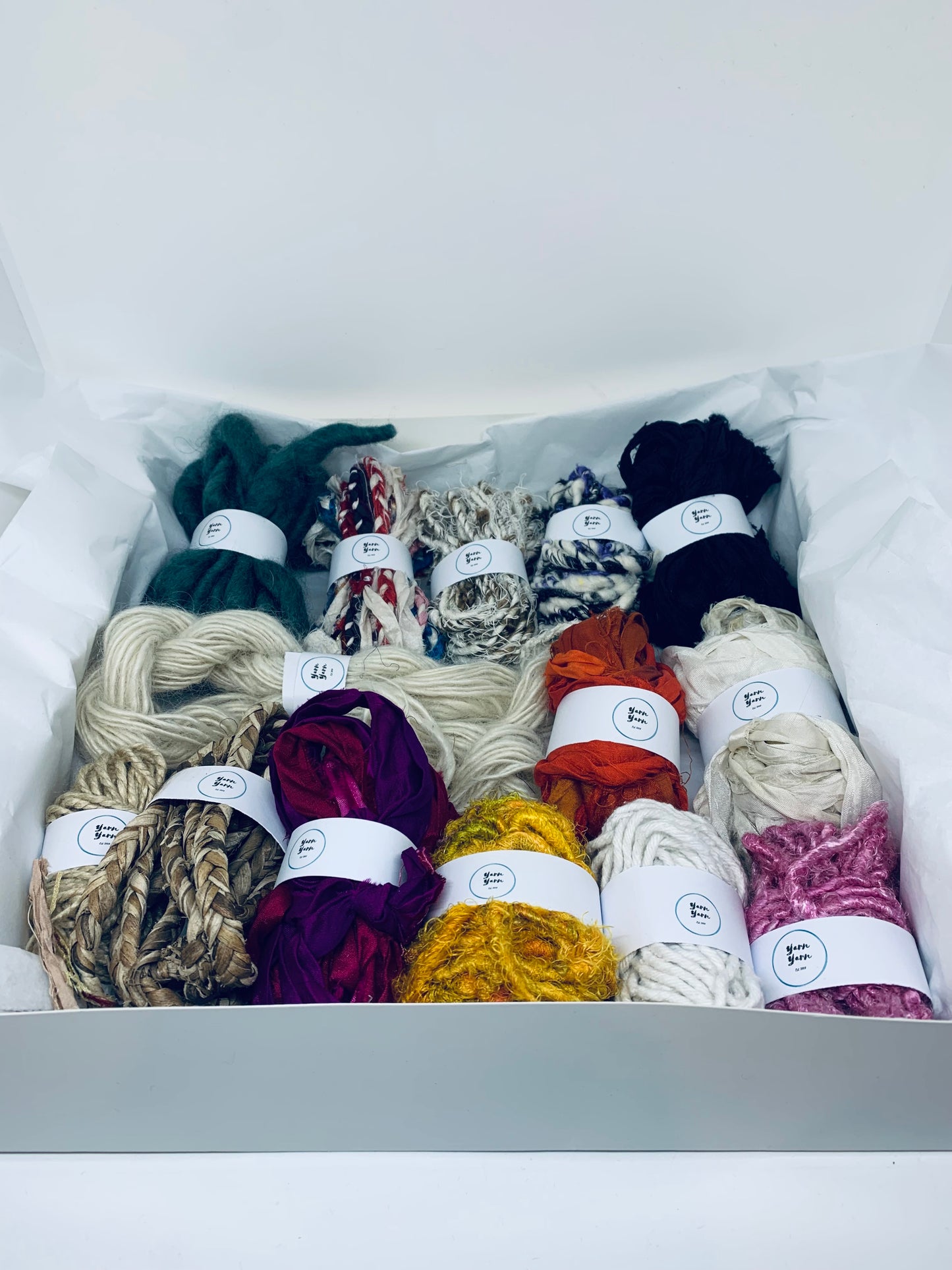 Yarn boxes. Mixed yarn pack.