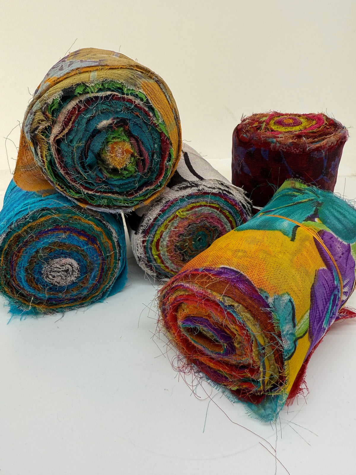 Sari silk chiffon rolls. Pure silk fabric. 3.5 inch wide.