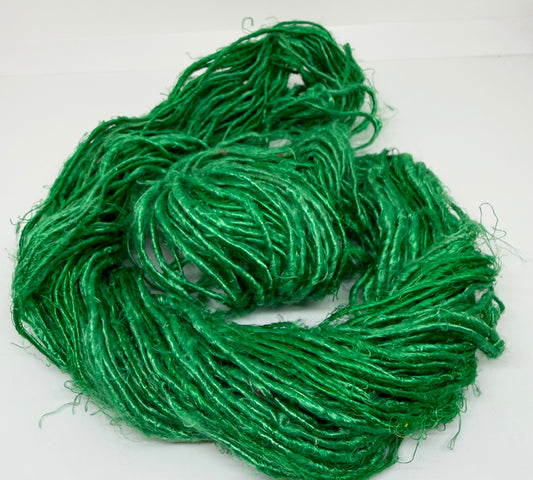 Banana Yarn in Bold Green - Vegan Yarn With unique Texture.