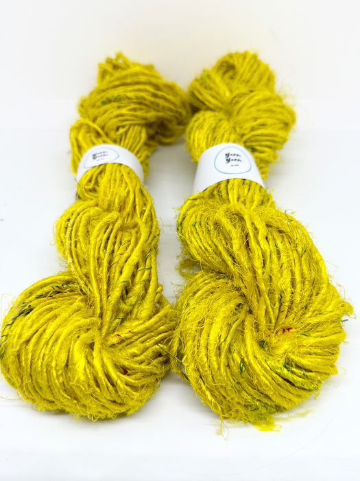 Banana yarn, citrus yellow, vegan friendly yarn.