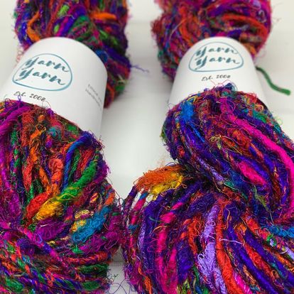 Sari Silk Yarn – Raspberry Shades, Handspun Silk Yarn.