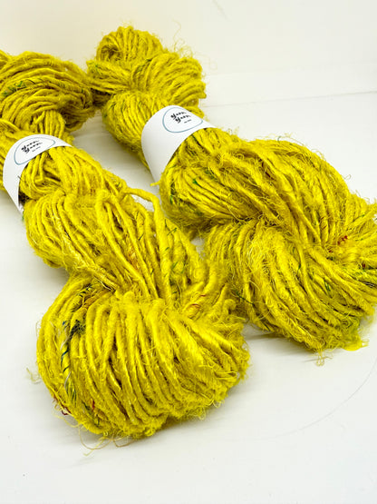 Banana Yarn In Sunset Moss. Vegan, Handspun and Chunky.