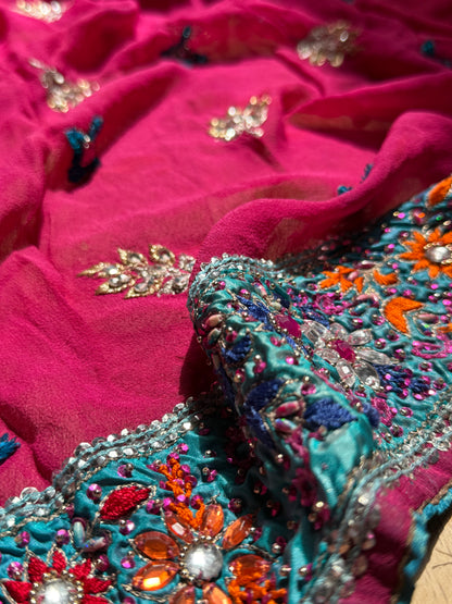PURE SILK full sari. Heavily beaded. SOLD OUT