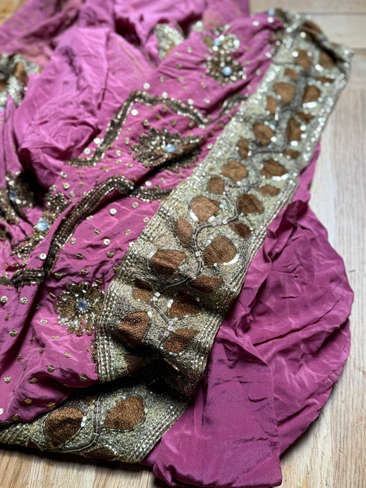 PURE SILK full sari. Unique. Heavily beaded. Vintage saree. SOLD OUT