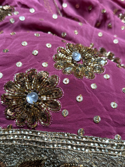PURE SILK full sari. Unique. Heavily beaded. Vintage saree. SOLD OUT
