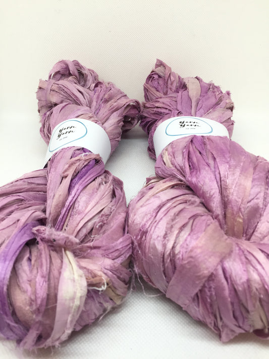 Sari Silk Ribbon Yarn – Damson, Hand Dyed Silk