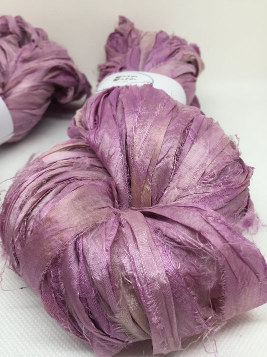 Sari Silk Ribbon Yarn – Damson, Hand Dyed Silk