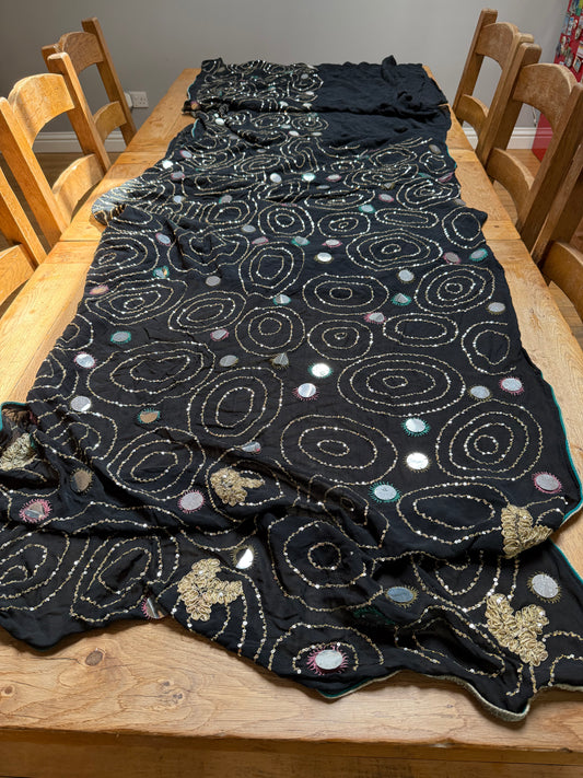 PURE SILK full sari. Unique. Heavily beaded. Vintage saree.