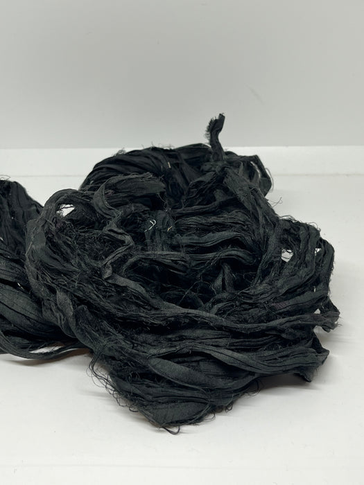Sari silk ribbon, black.