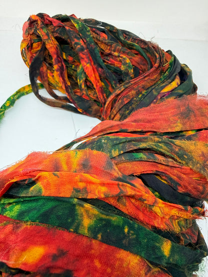 Sari Silk Ribbon – pure silk hand painted.