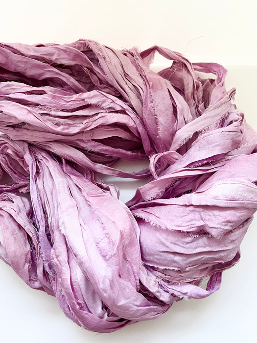 Sari silk ribbon, light pink.