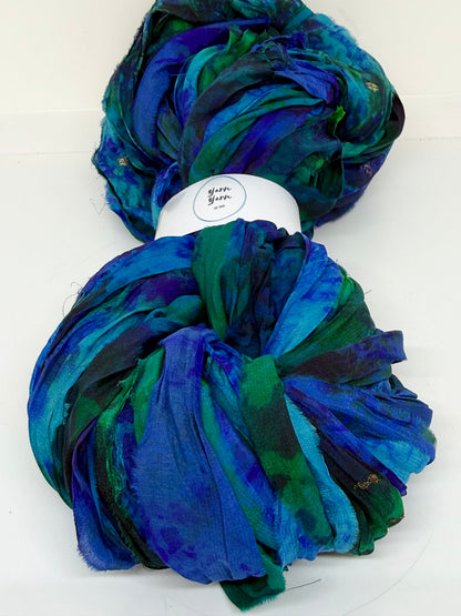 Sari Silk Ribbon – pure silk | hand painted. Weaving and fibre art.