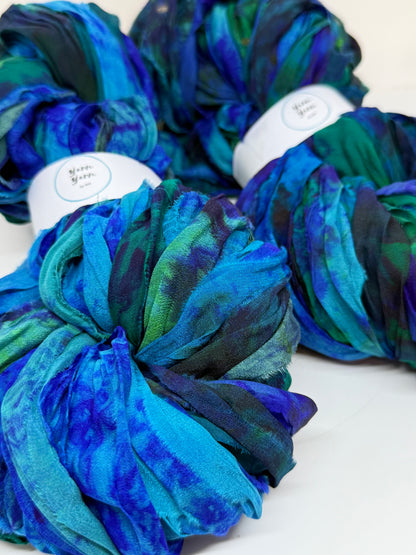Sari Silk Ribbon – pure silk | hand painted. Weaving and fibre art.