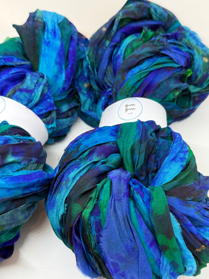 Sari Silk Ribbon – pure silk | hand painted. Weaving and fibre art.