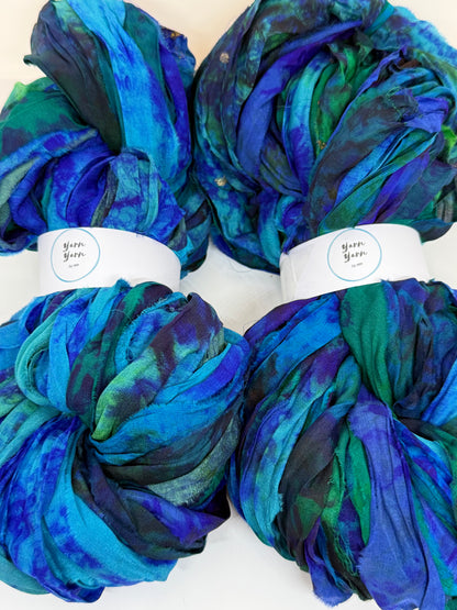 Sari Silk Ribbon – pure silk | hand painted. Weaving and fibre art.