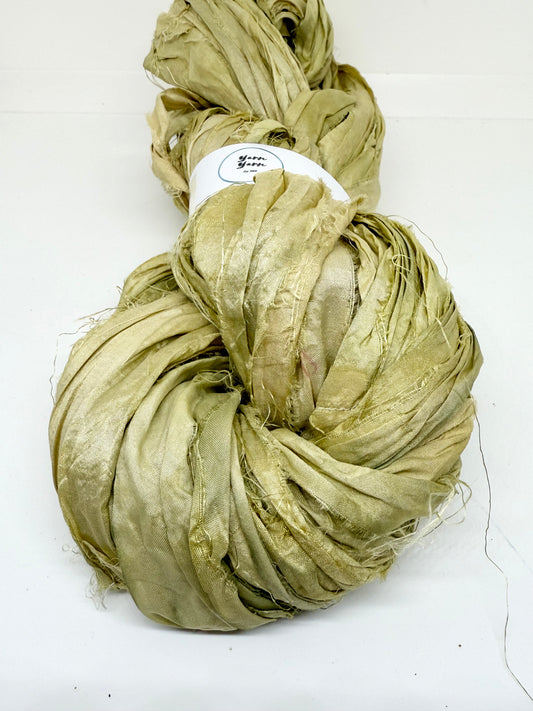 Sari Silk Ribbon Yarn, Olive – For Weaving & Fibre Arts