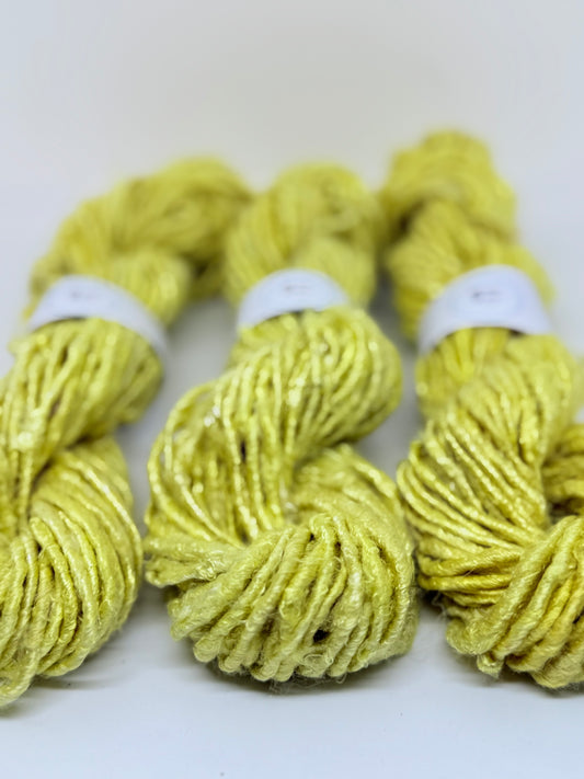 Banana yarn, mellow yellow, vegan friendly yarn.