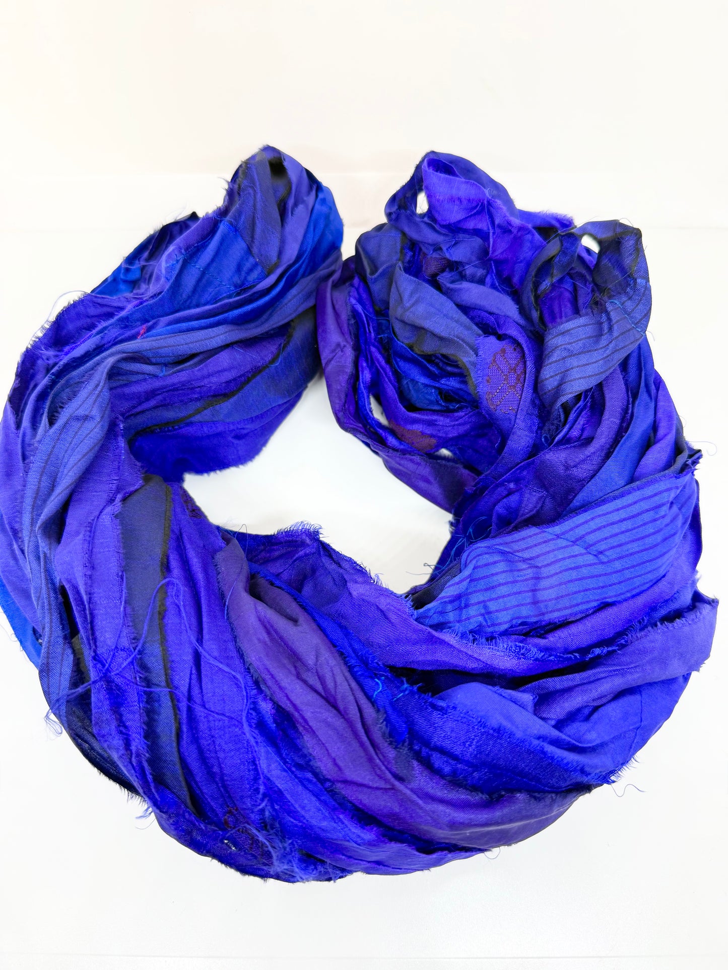 Sari silk ribbon yarn, Egyptian blue. SOLD OUT