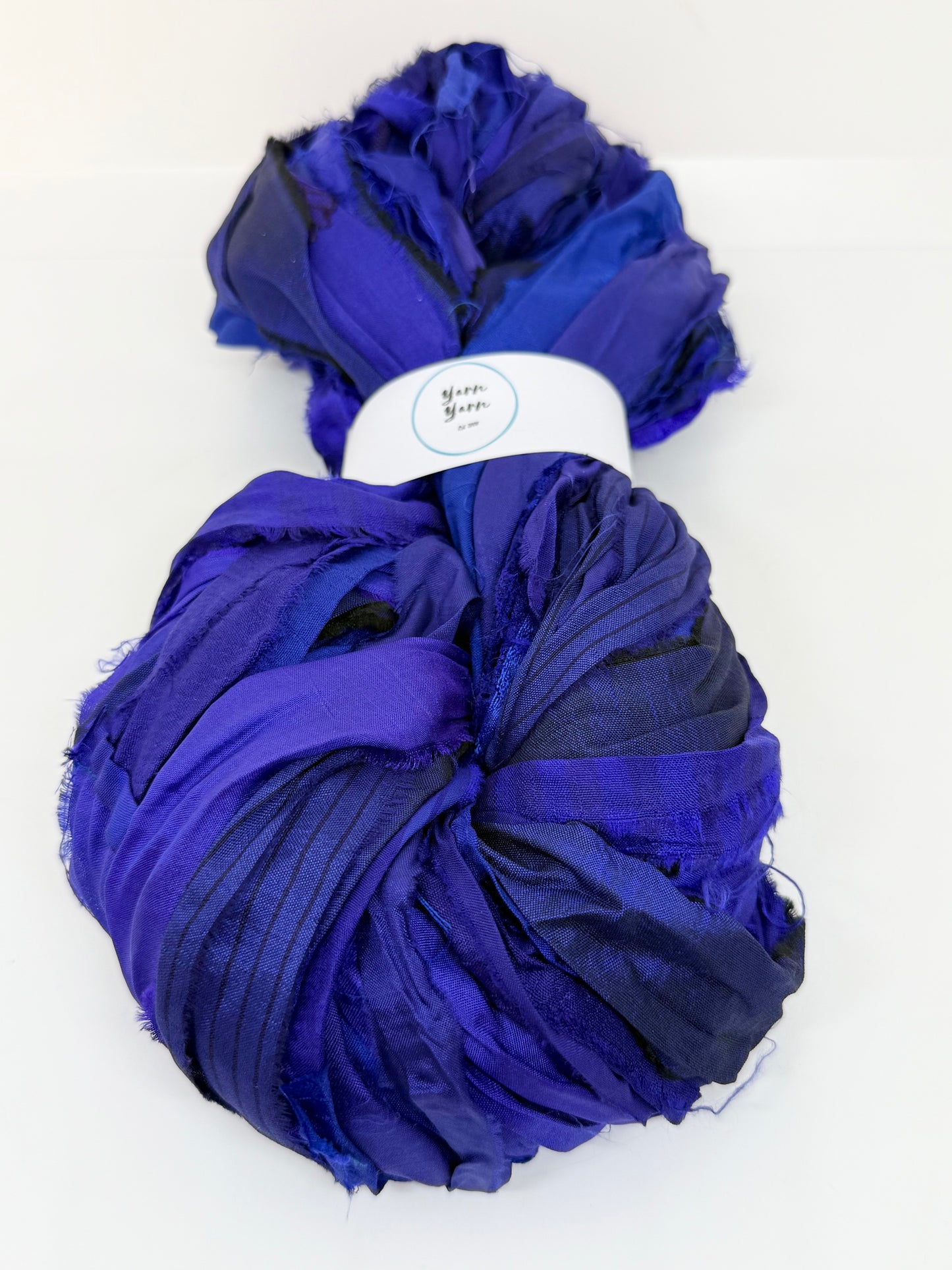 Sari silk ribbon yarn, Egyptian blue. SOLD OUT
