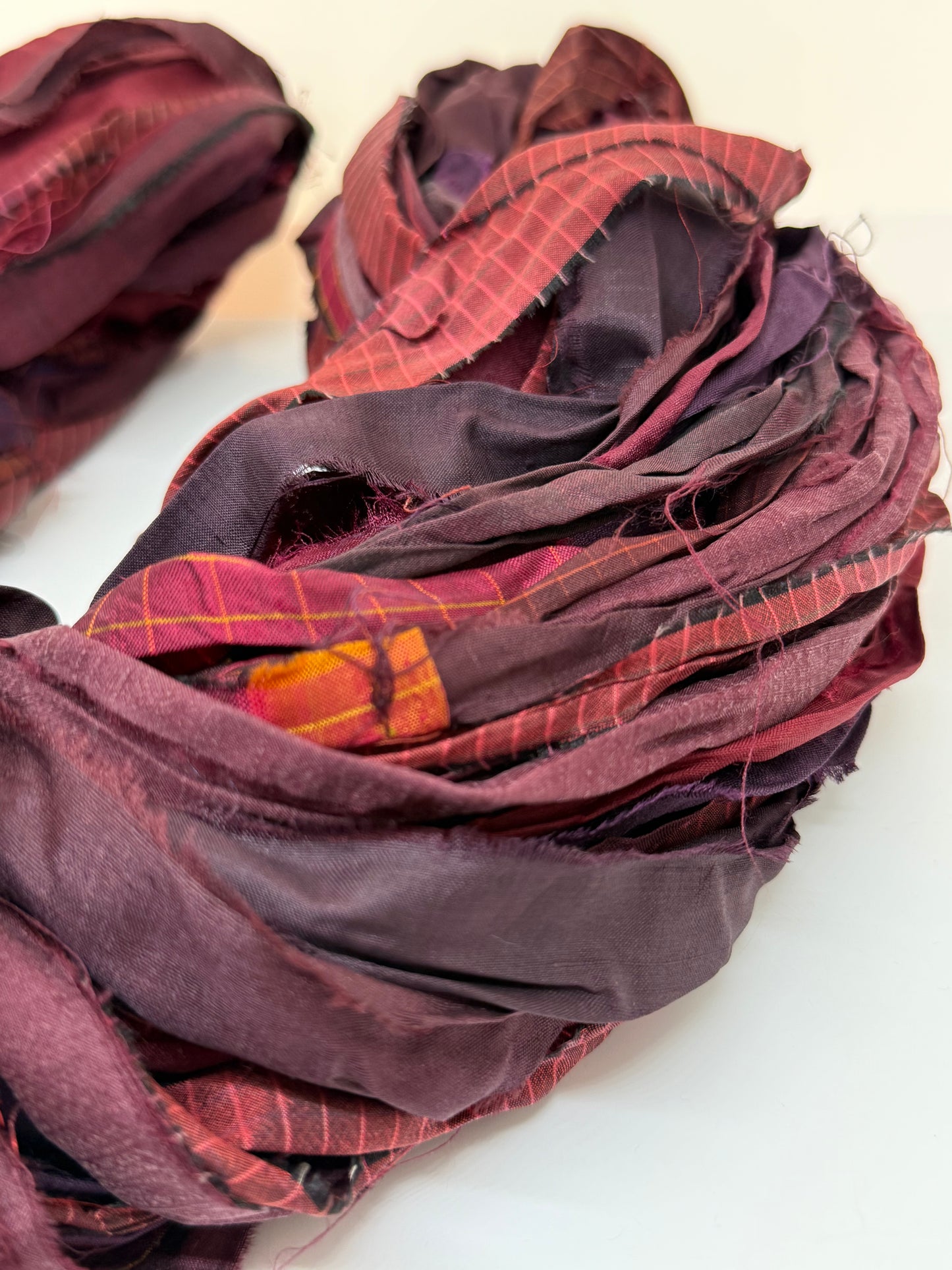 Sari Silk Ribbon Yarn – Ox Blood Hues