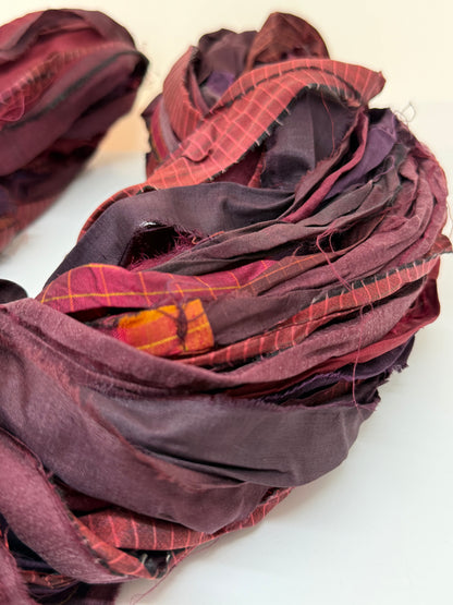 Sari Silk Ribbon Yarn – Ox Blood Hues