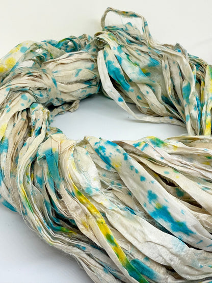 Sari Silk Ribbon – Spray Dyed, Ethical Weaving & Crafting Yarn SOLD OUT
