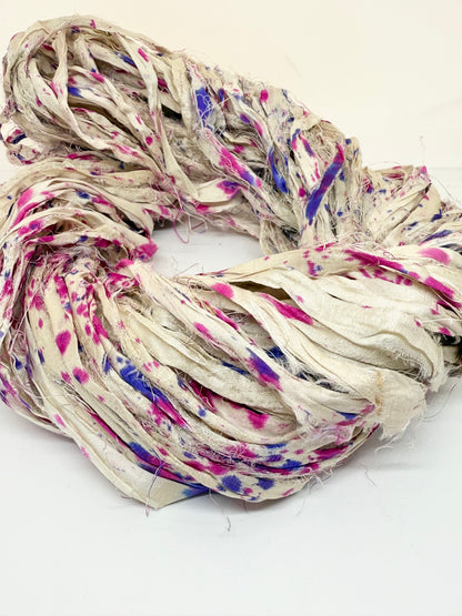 Spray Dyed Sari Silk Ribbon – Knit, Weave, Fibre Arts