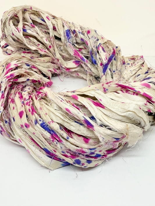 Spray Dyed Sari Silk Ribbon – Knit, Weave, Fibre Arts