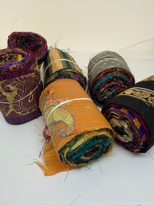 Border Rolls. Sari fabric rolls.