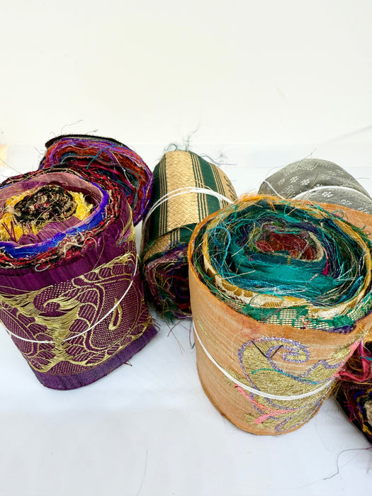 Border Rolls. Sari fabric rolls.