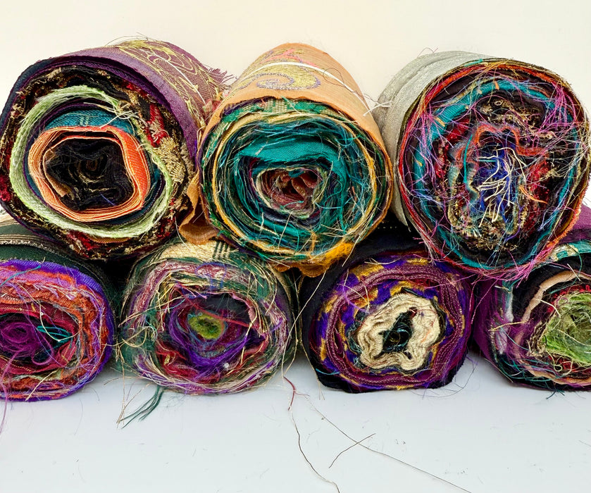 Border Rolls. Sari fabric rolls.