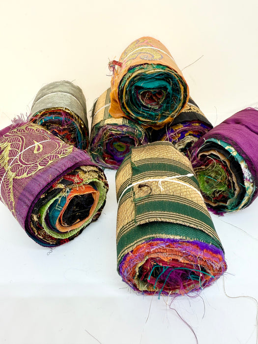Border Rolls. Sari fabric rolls.