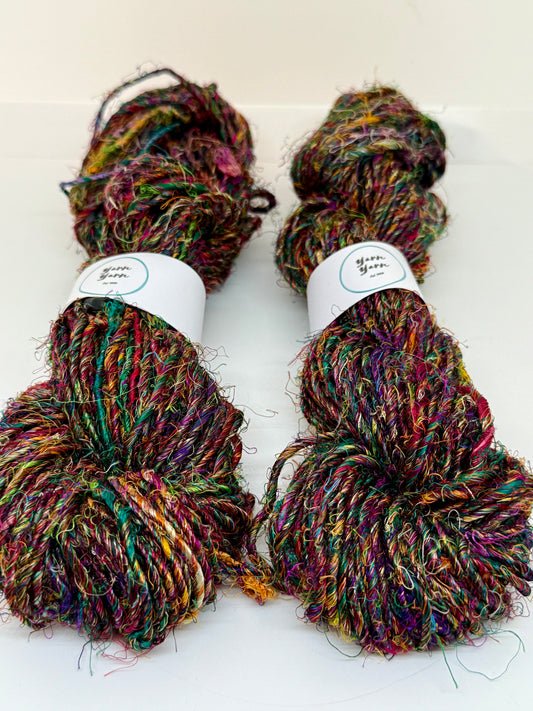 Banana yarn, mixed colours, vegan friendly yarn.