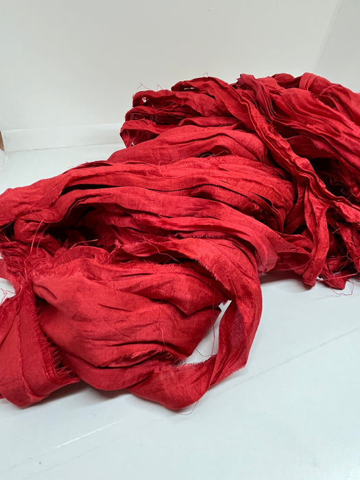 Sari silk ribbon yarn. Craft ribbon. fibre arts.