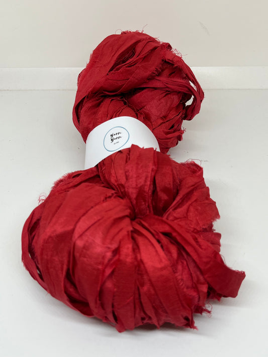 Red Sari Silk Ribbon Yarn – Craft Ribbon for Fibre Arts