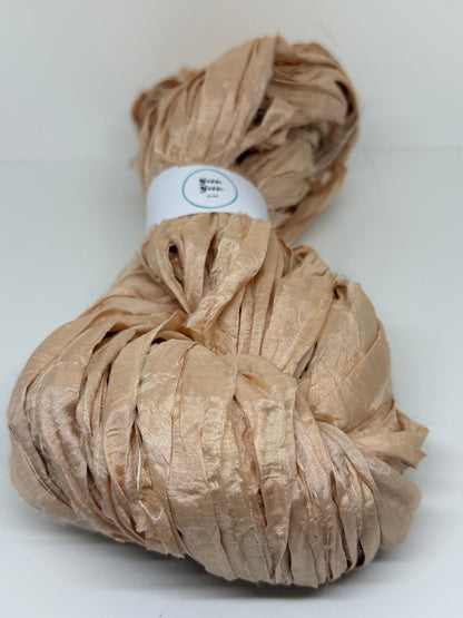 Sari Silk Ribbon Yarn | Champagne | Fibre Art and Weaving
