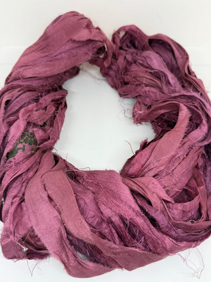 Sari Silk Ribbon Yarn | Beetroot | Fibre Art and Weaving