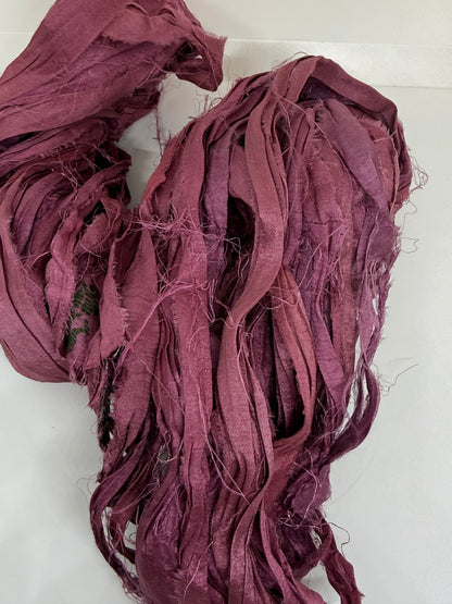 Sari Silk Ribbon Yarn | Beetroot | Fibre Art and Weaving