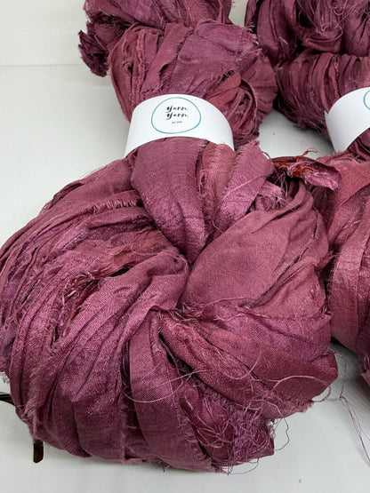 Sari Silk Ribbon Yarn | Beetroot | Fibre Art and Weaving
