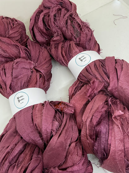Sari Silk Ribbon Yarn | Beetroot | Fibre Art and Weaving